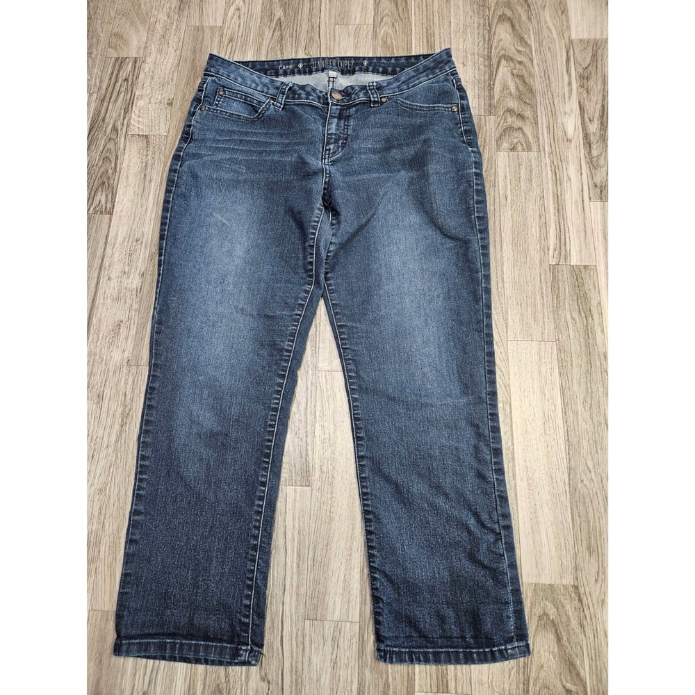 Jennifer Lopez Capri Jeans Women 8 Blue Stretch Denim Cropped Pants